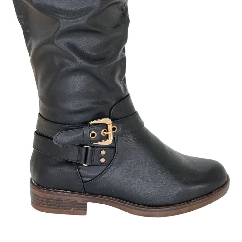 XOXO Montclair Black Faux Leather Tie Back Womens Knee High Boots Size 6M - Picture 10 of 16